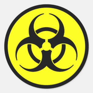Geel & Zwart Biohazard Symbool Sticker