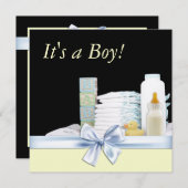 Geel Zwart Blauw Baby Boy Douche Kaart (Voorkant / Achterkant)