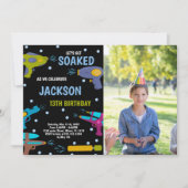 Geel Zwart Blauw Foto Water Pistool Uitnodigingen (Voorkant)