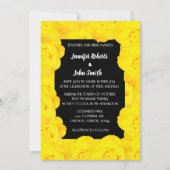 Geel Zwart Bloemen QR Code Roos Bloemen Huwelijk Kaart (Voorkant)