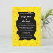 Geel Zwart Bloemen QR Code Roos Bloemen Huwelijk Kaart (Staand voorkant)