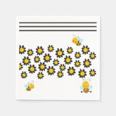 Geel zwart bloemenbijenpatroon servet (Voorkant)