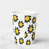 Geel zwart bloemenpatroon papieren bekers (Rechts)