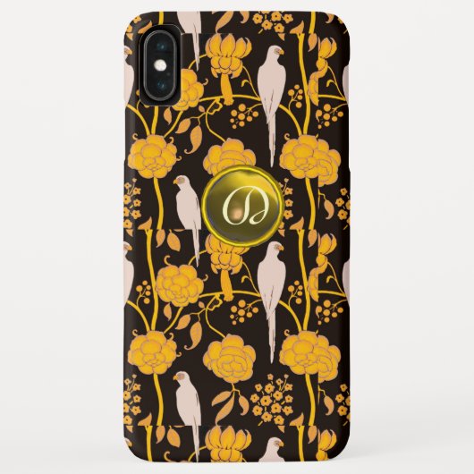 GEEL ZWART BLOEMIG, PAPEGAAIEN EDELSTEEN MONOGRAM Case-Mate iPhone CASE (Achterkant)