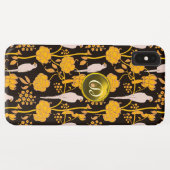 GEEL ZWART BLOEMIG, PAPEGAAIEN EDELSTEEN MONOGRAM Case-Mate iPhone CASE (Achterkant (horizontaal))