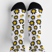 Geel zwart bloempatroon met bijen sokken (Top)