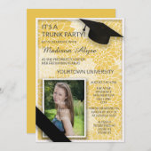 Geel Zwart Bloemstuk Koffer Universiteit Feest Fot Kaart (Voorkant / Achterkant)