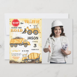 Geel & Zwart Bouw Foto Uitnodiging