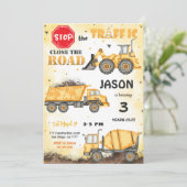 Geel & Zwart Bouwjaar Uitnodiging (Staand voorkant)