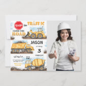 Geel & Zwart Bouwuitnodiging met Foto Kaart (Voorkant)