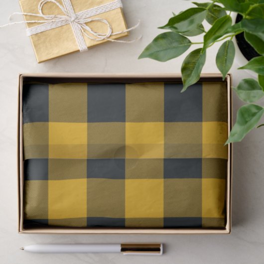 Geel & zwart Buffalo Geruit Plaid Rustiek Tissuepapier (Geschenk)