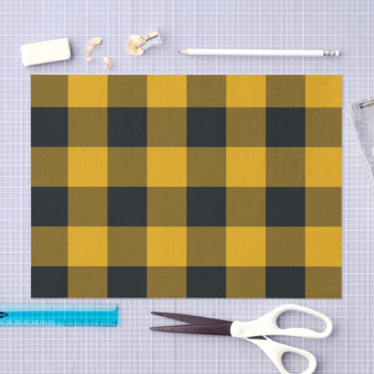 Geel & zwart Buffalo Geruit Plaid Rustiek Tissuepapier (Craft)