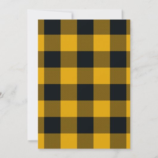 Geel Zwart Buffalo Plaid Sweet 16 Verjaardagsfeest Kaart (Achterkant)