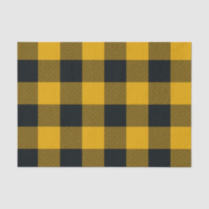 Geel & Zwart Buffel Geruit Rutige Plaid Tissuepapier