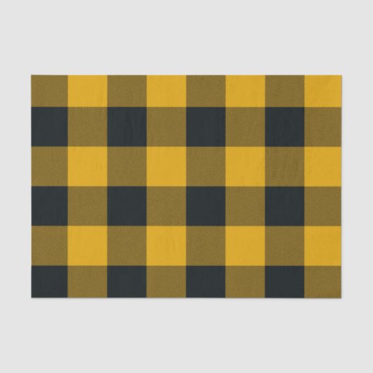 Geel & Zwart Buffel Geruit Rutige Plaid Tissuepapier (Voorkant)