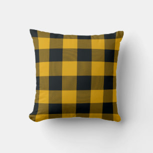Geel & Zwart Buffel Plaid Geruit Rustiek Kussen