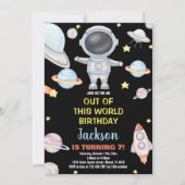 Geel Zwart Buitenruimte Verjaardag Uitnodigingen (Voorkant)