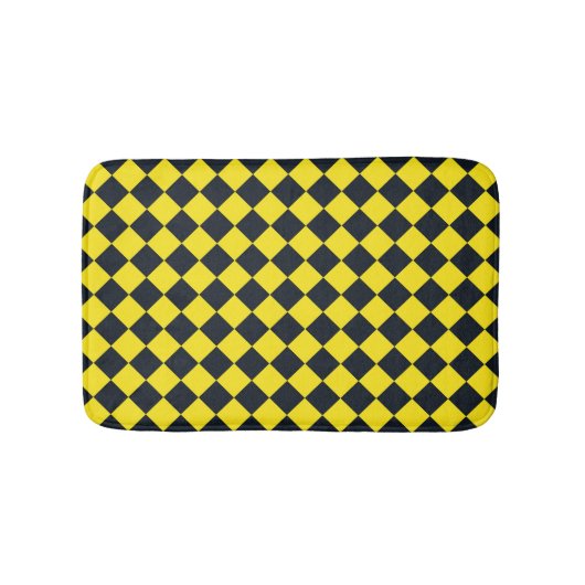 Geel Zwart Checker Diamant Patroon Badmat (Voorkant)