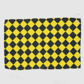 Geel Zwart Checker Diamant Patroon Golfhanddoek (Horizontaal)