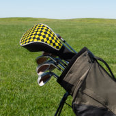 Geel Zwart Checker Diamant Patroon Golfheadcover (Insitu)