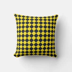 Geel Zwart Checker Diamant Patroon Kussen