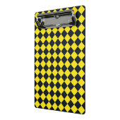 Geel Zwart Checker Diamant Patroon Mini Klembord (Angled2)