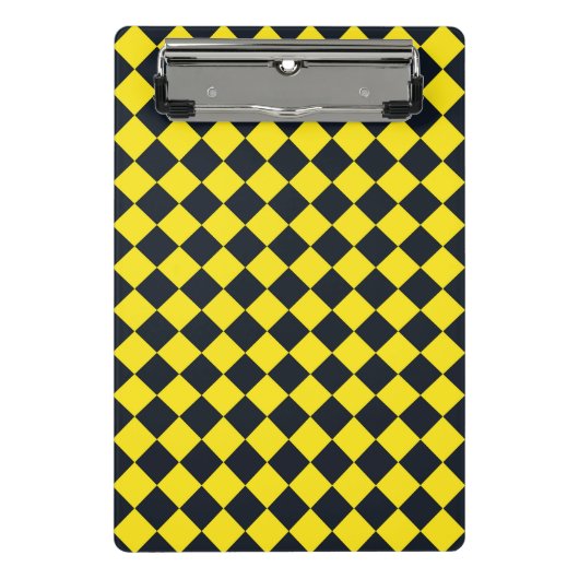 Geel Zwart Checker Diamant Patroon Mini Klembord (Voorkant)