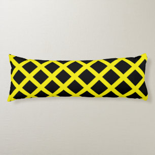 Geel Zwart Checker Diamond Stripes Patroon Lichaamskussen