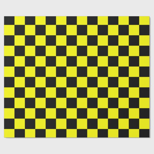 Geel Zwart Checker Patroon Wrapping Papier (Vlak)