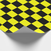 Geel Zwart Checker Patroon Wrapping Papier (Hoek)