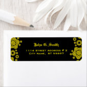 Geel & zwart cirkelpatroon etiket (Insitu)