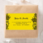 Geel & zwart cirkelpatroon ontwerp etiket (Insitu)