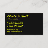 Geel zwart damask aangepaste visitekaartjes (Achterkant)