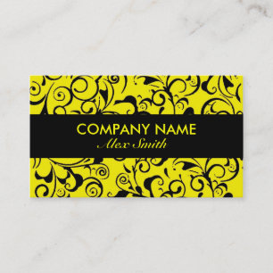 Geel zwart damask aangepaste visitekaartjes