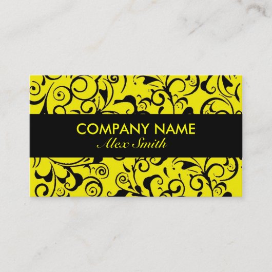 Geel zwart damask aangepaste visitekaartjes (Voorkant)
