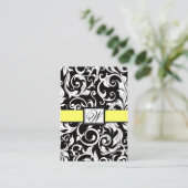 Geel & Zwart Damask Wedding Receptie Kaarten (Staand voorkant)
