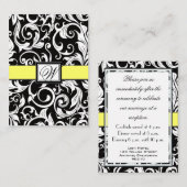 Geel & Zwart Damask Wedding Receptie Kaarten (Voorkant / Achterkant)