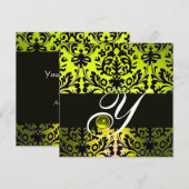 GEEL ZWART DAMASKMONOGRAM TOPAZ KAART (Voorkant / Achterkant)