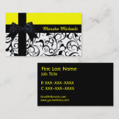 Geel zwart damast lint aangepaste visitekaartjes (Voorkant / Achterkant)