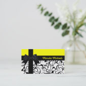 Geel zwart damast lint aangepaste visitekaartjes (Staand voorkant)