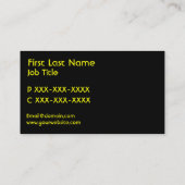 Geel zwart damast lint aangepaste visitekaartjes (Achterkant)