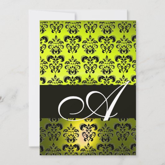 GEEL ZWART DAMAST MONOGRAM , wit Kaart (Voorkant)