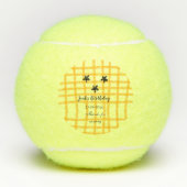 Geel zwart dambord Voeg verjaardagsdatum naam toe Tennisballen (Voorkant)
