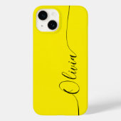 Geel Zwart Elegante Calligrafie Schrift Naam Case-Mate iPhone Case (Achterkant)