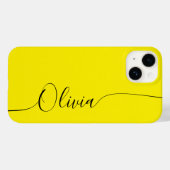 Geel Zwart Elegante Calligrafie Schrift Naam Case-Mate iPhone Case (Achterkant (horizontaal))