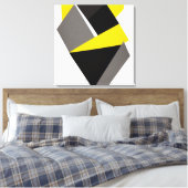 Geel, zwart en grijs 3D Abstract Canvas Afdruk (Insitu (Slaapkamer))