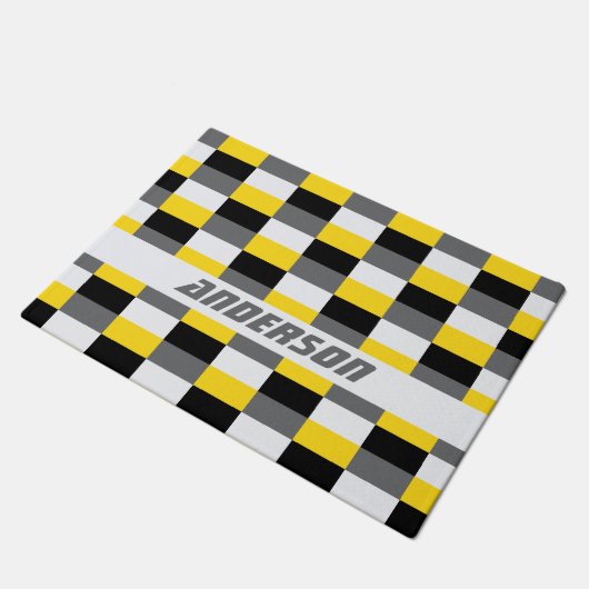 Geel, zwart en grijs kleurencombinatie deurmat (Schuin)