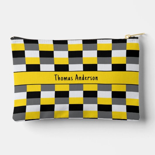 Geel, zwart en grijs kleurencombinatie etui (Achterkant)