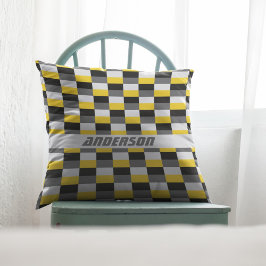 Geel, zwart en grijs kleurencombinatie kussen