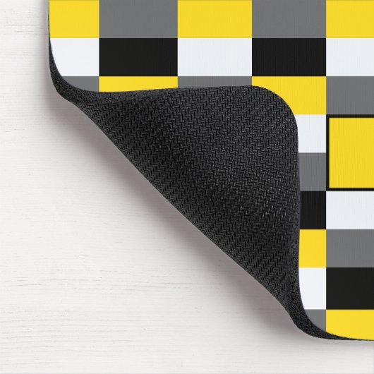 Geel, zwart en grijs kleurencombinatie muismat (Hoek)